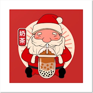 Bubble Tea Santa Claus Posters and Art